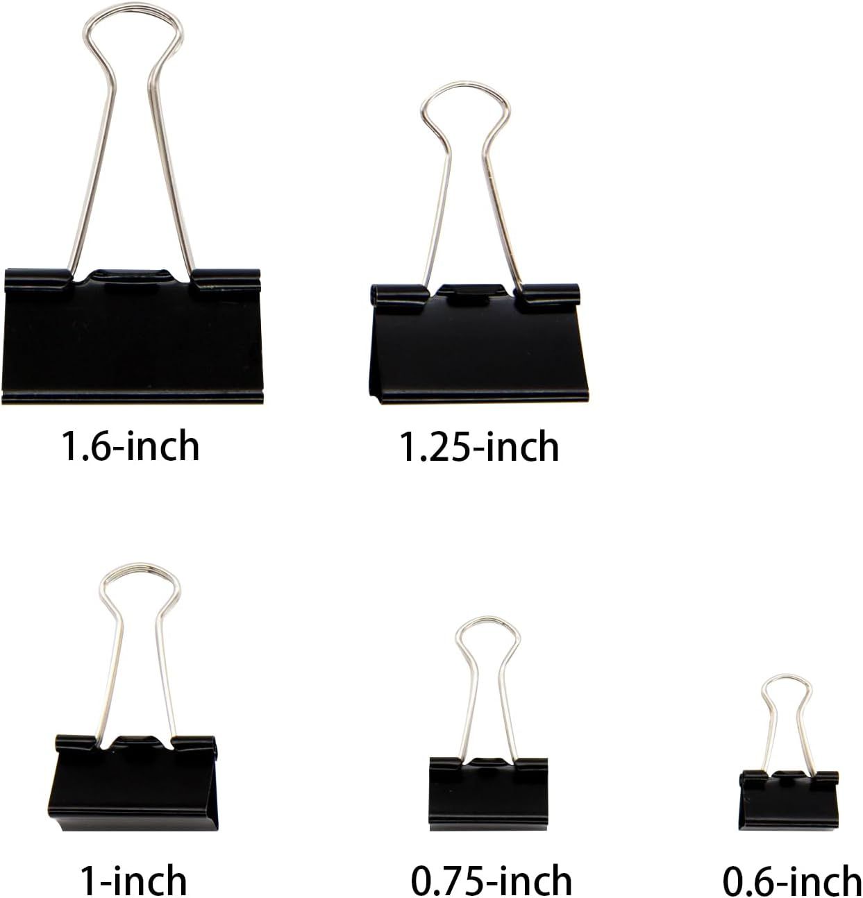 Binder Clips Paper Clamps Assorted Sizes 150 Count (Black), Large, Medium, Small, X Small and Micro, 5 Sizes in One Pack, Meet Your Different Using Needs — image 3