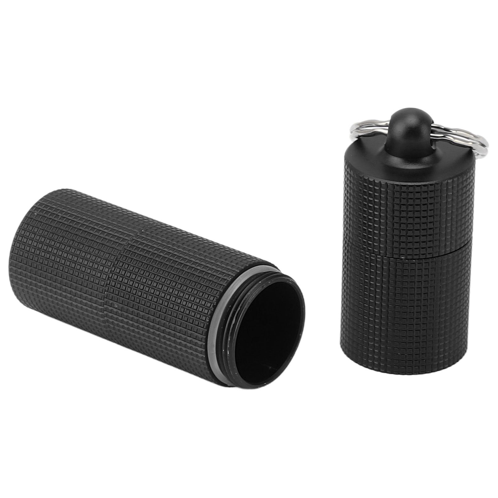 Keychain Medicine Holder Case 3 Compartment Waterproof Metal Travel Tablet Capsule Holder for Outdoor Black โ image 3
