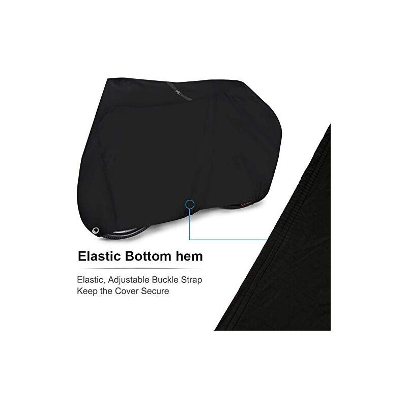 Bike Cover Waterproof Rain Cover 190T Nylon UV Rain Protection Heavy Duty Dust Cover for MTB Road Bike with Lockable Storage Bag, Black — image 4