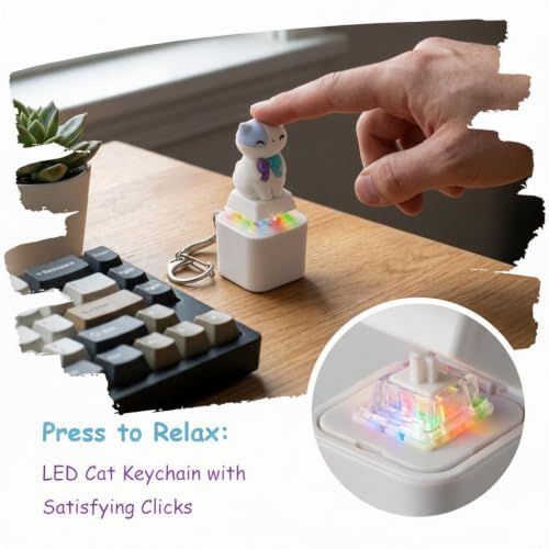 4PCS Cat Keychain Sound Fidget Toys, Rechargeable Anxiety Relief Keychain Buttons with Colorful Lights & Sound Effects, Cute Stress Relief Clicker Toy for — image 4