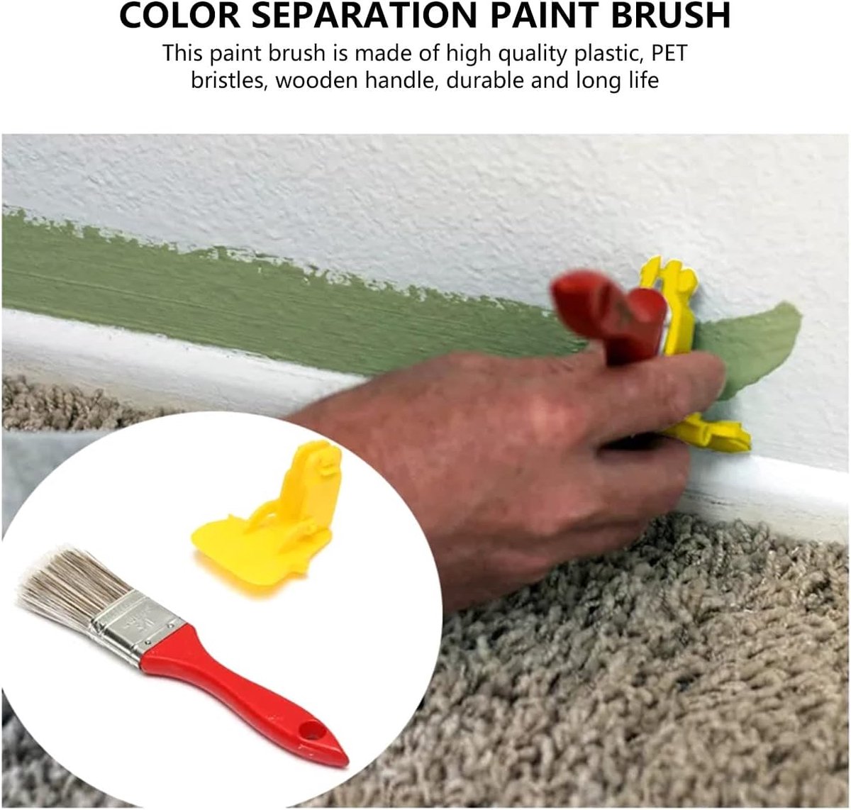 Paintbrushes - Brushes - Brush - Block brush - Wall paint - Detail brush - Painting / Painting supplies - Plastic handle - Versatile - 1-piece — image 5