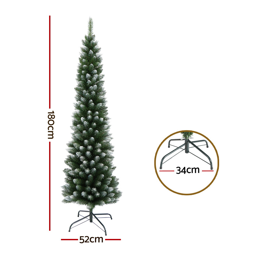 Jingle Jollys Christmas Tree 1.8m Xmas Tree Decorations Snowy 300 Tips โ image 2