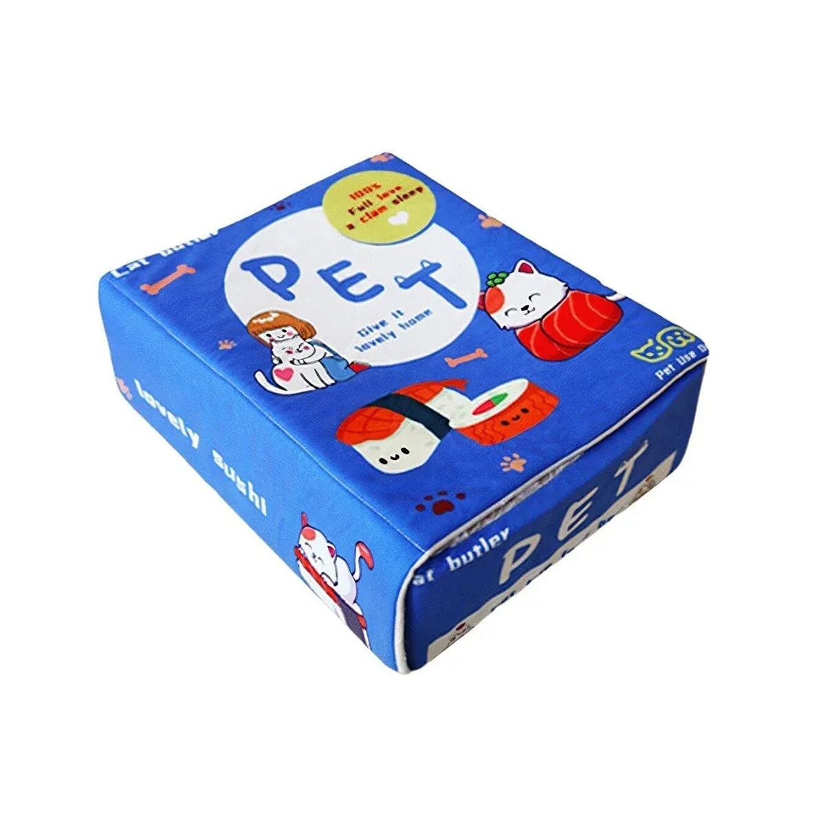 Rectangular Cookie Box Pet Bed for Cats Dogs Cat Bed Kitten Puppy Soft Pet House - Blue M