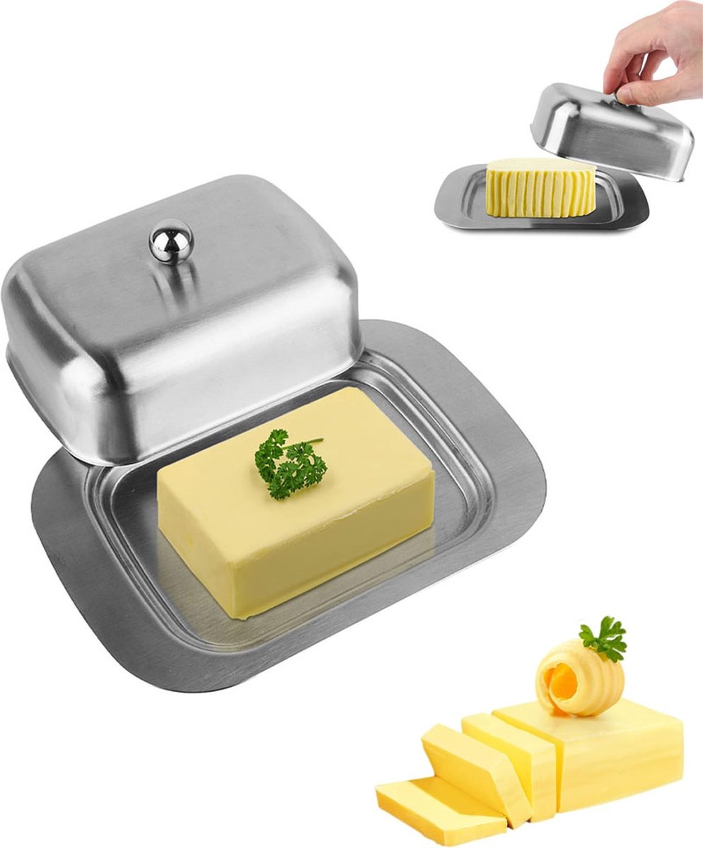 Butter Dish With Lid - Stainless Steel - Small Butter Dish Freshness Container - Butter Holder - Butter Dish - Storage Box For Butter - Butter Clock - Butter