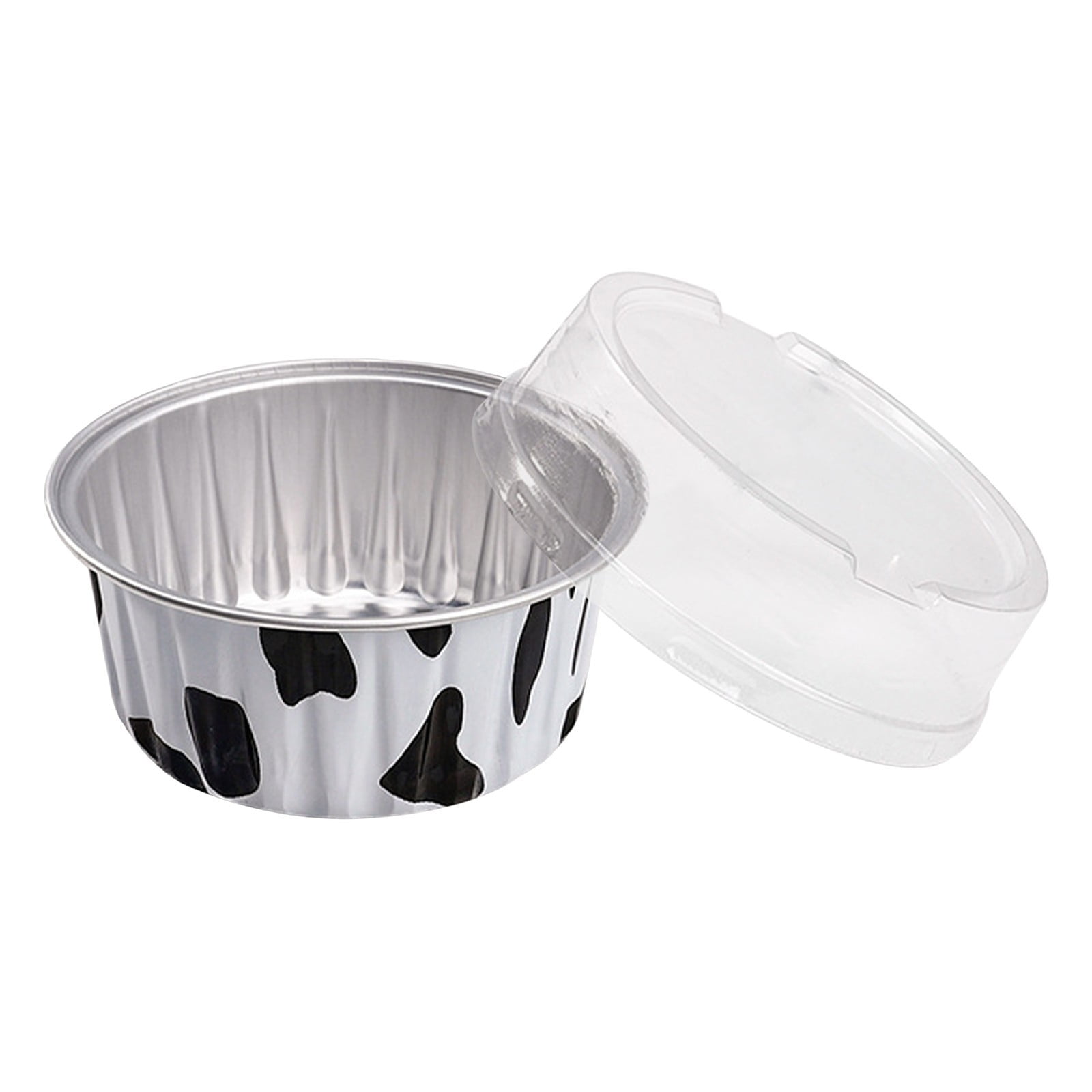 20 Pack Aluminum Foil Baking Cups with Lids, reusable round pudding and cake molds heat resistant to 250 C for oven microwave and barbecue, White — image 2