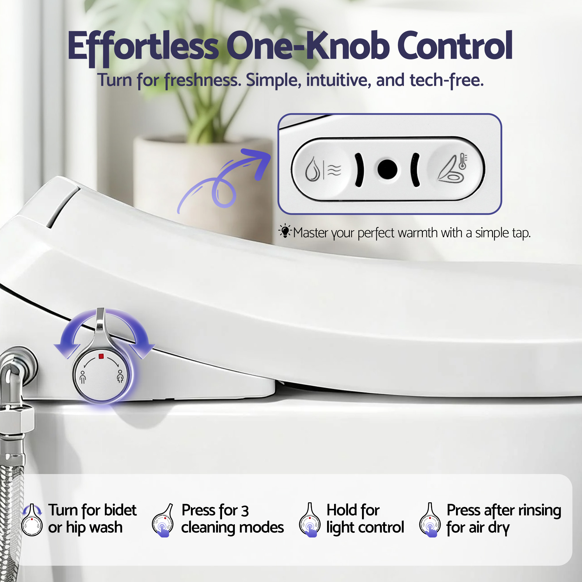 Cefito Electric Bidet Toilet Seat Washing Without Power Heated D-Shape Air Dryer — image 5