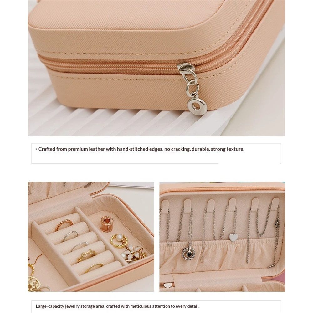 Travel Jewelry Organizer Box for Women Girls, Small Travel Jewelry Case, PU Leather Portable Jewellery Storage Boxes Display Holder for Ring Earrings Necklace — image 5
