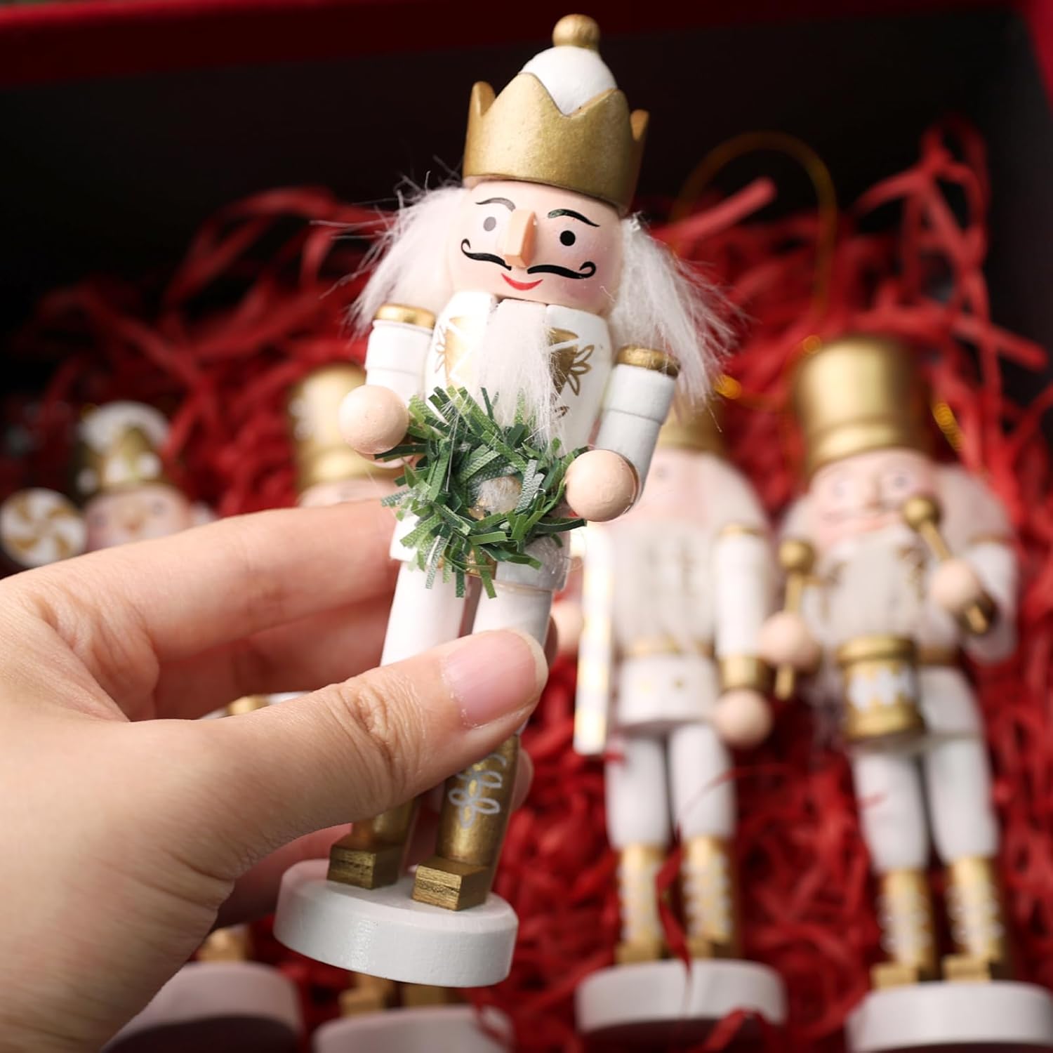 5PCS Nutcracker Christmas Decor, Wooden Nutcracker Hanging Ornaments Soldier for Christmas Tree Gift Shelves Table Decoration (5inch) — image 4