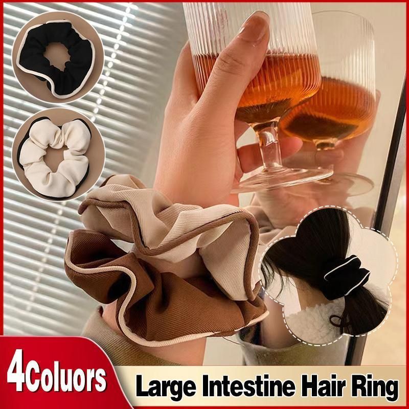 Large Scrunchies Silk Satin Elastic Hair Bands Rope Tie Ponytail Accessory - Beige — image 2