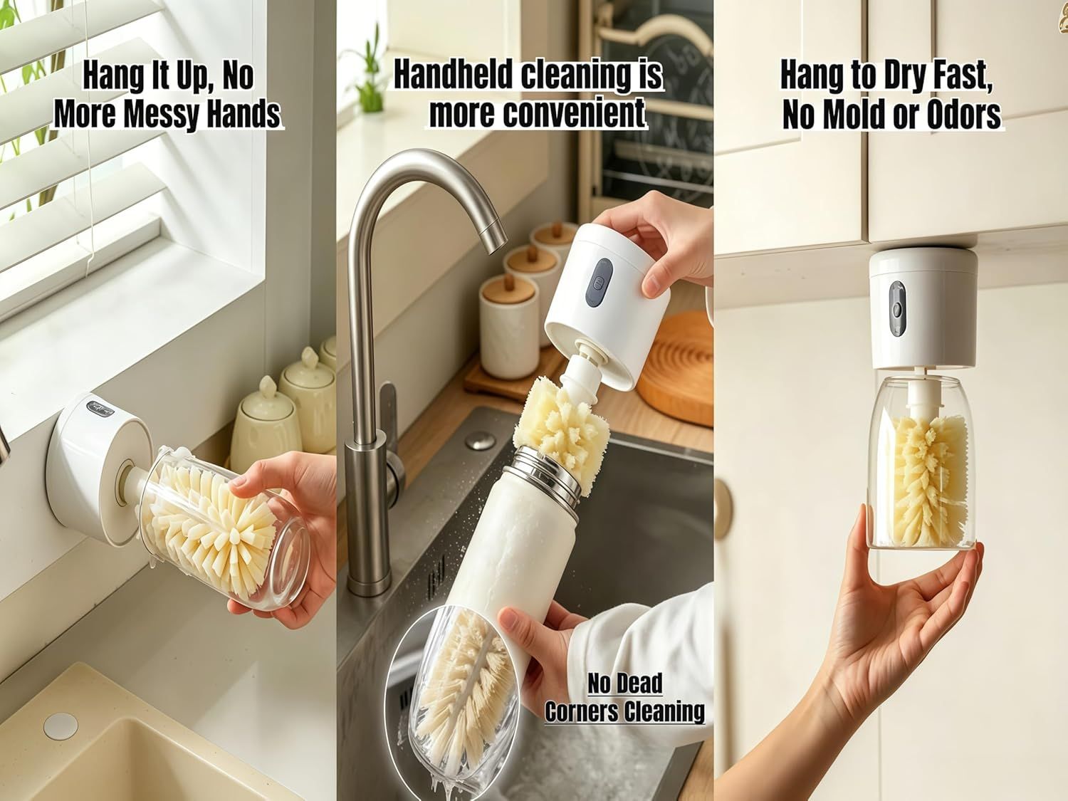 Rechargeable Electric Bottle Cleaner with Dual Brush Heads, 360° Rotating Cup Washing Brush for Mugs and Tumblers, Hanging Hands-Free Design, Type-C Charging — image 6