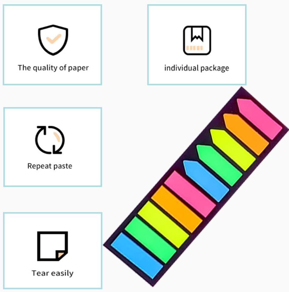 Sticky note labels, 200 sticky note labels, sticky note bookmarks in 2 shapes, mini file labels for marking pages and jotting down inspiration — image 5