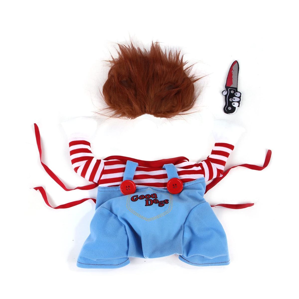 Pet Deadly Doll Dog Costume, Cosplay Halloween Christmas Funny Clothes Party Costume for Small Medium and Large Dogs - Blue - Size XL — image 2