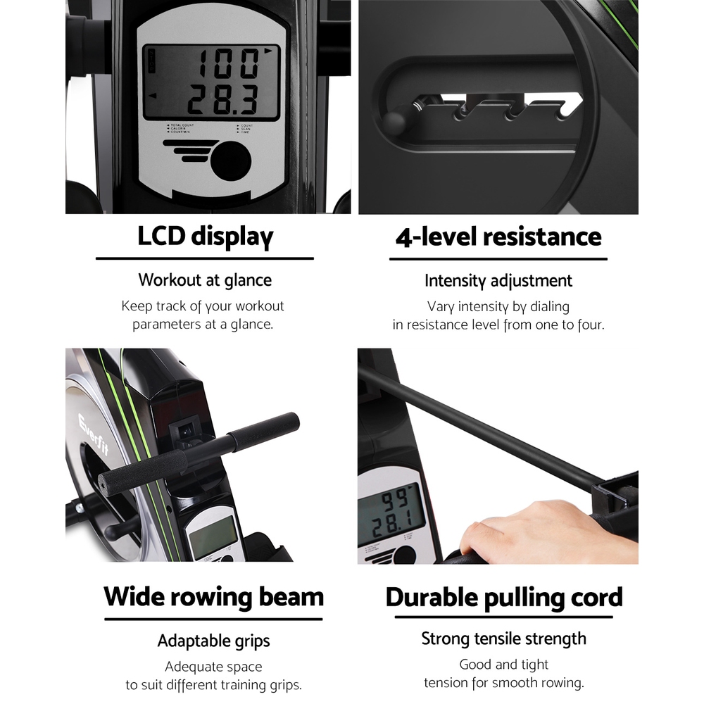 Everfit Rowing Machine Rower Elastic Rope Resistance Fitness Home Cardio Silver โ image 5