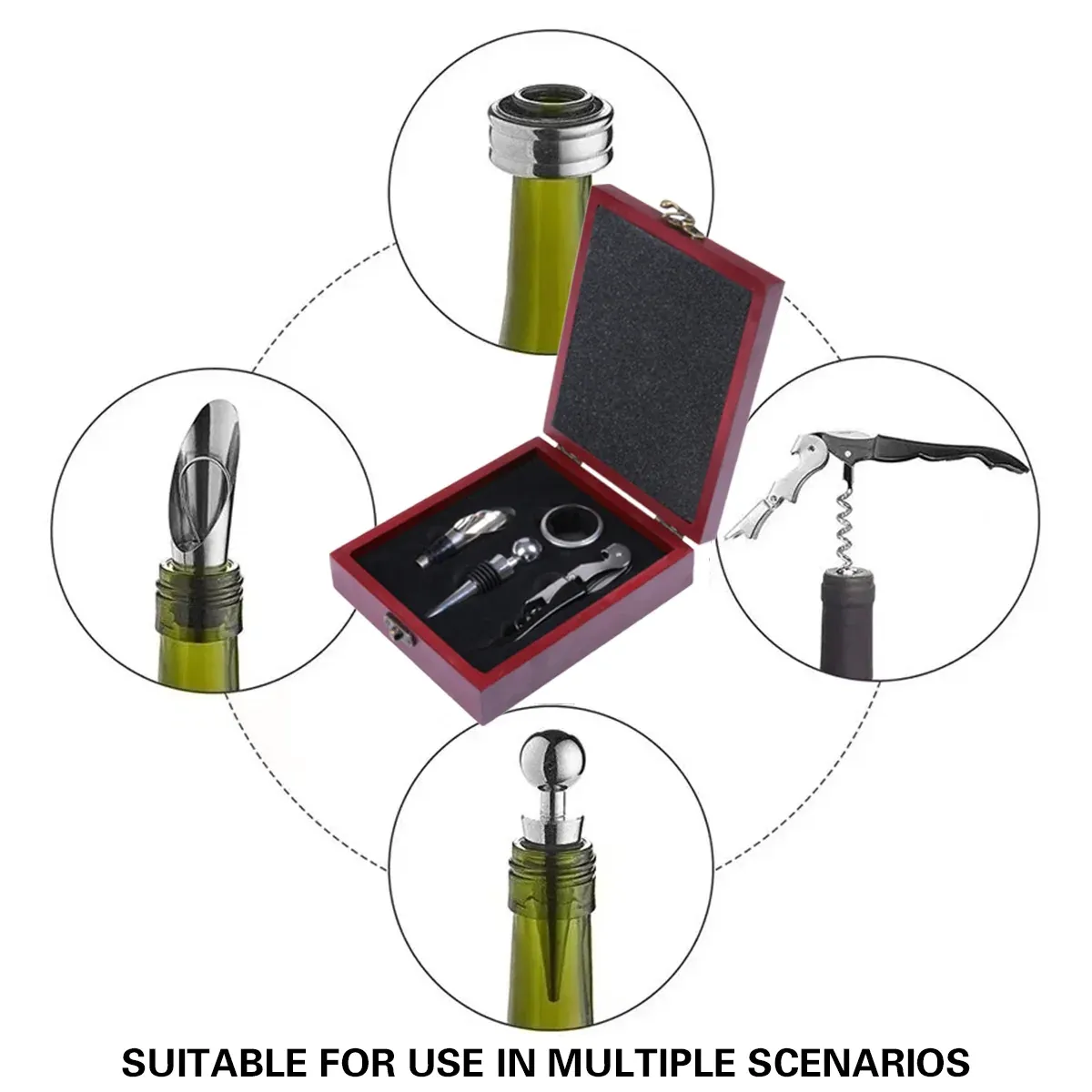 4PCS Wine Opener Set Stainless Steel Durable for Home Bar Wine Lovers Gifts - Khaki โ image 6