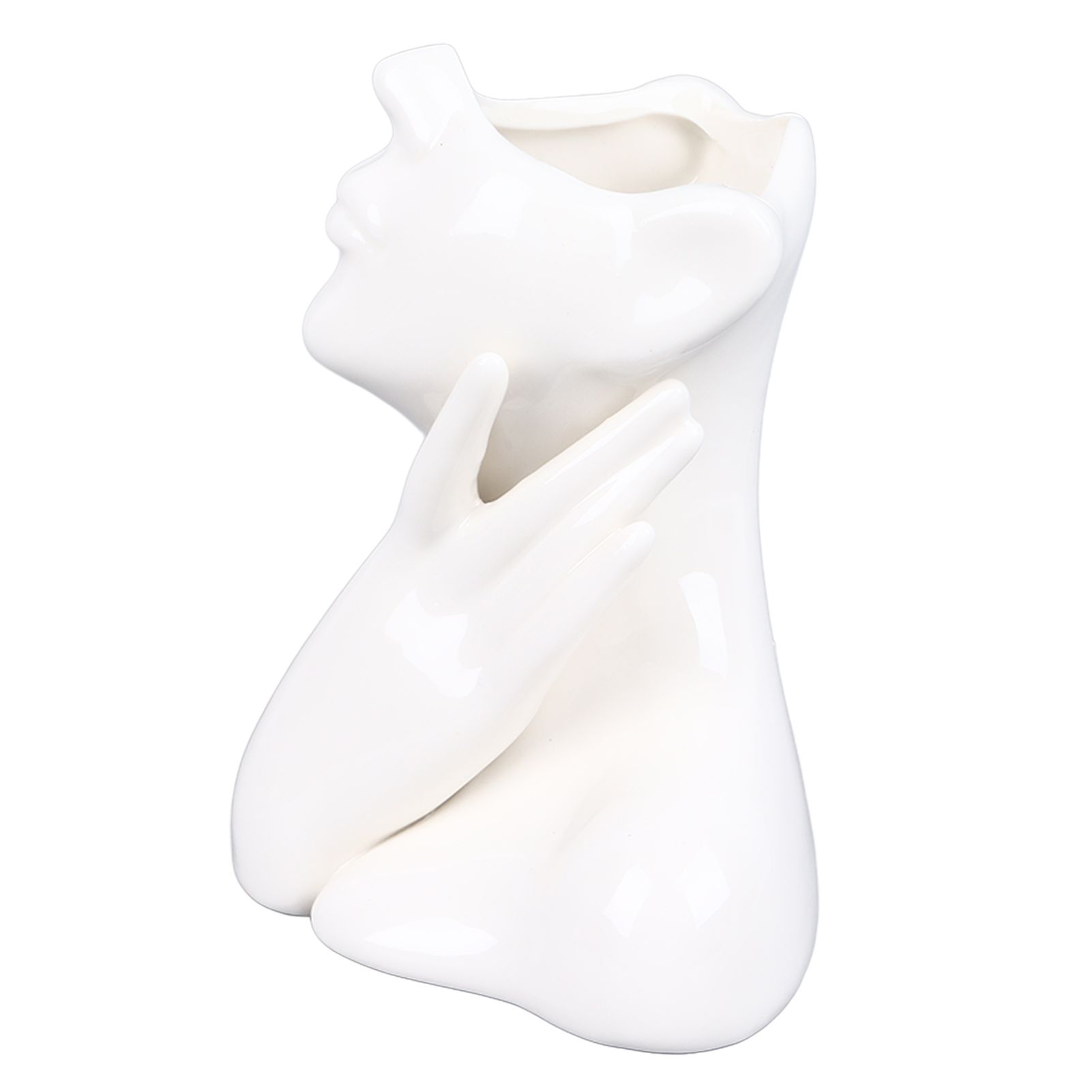 Female Face Vase Nordic Style Elegant Flower Vase Smoothly Ceramic Flower Vase Decoration for Living Room Garden — image 2