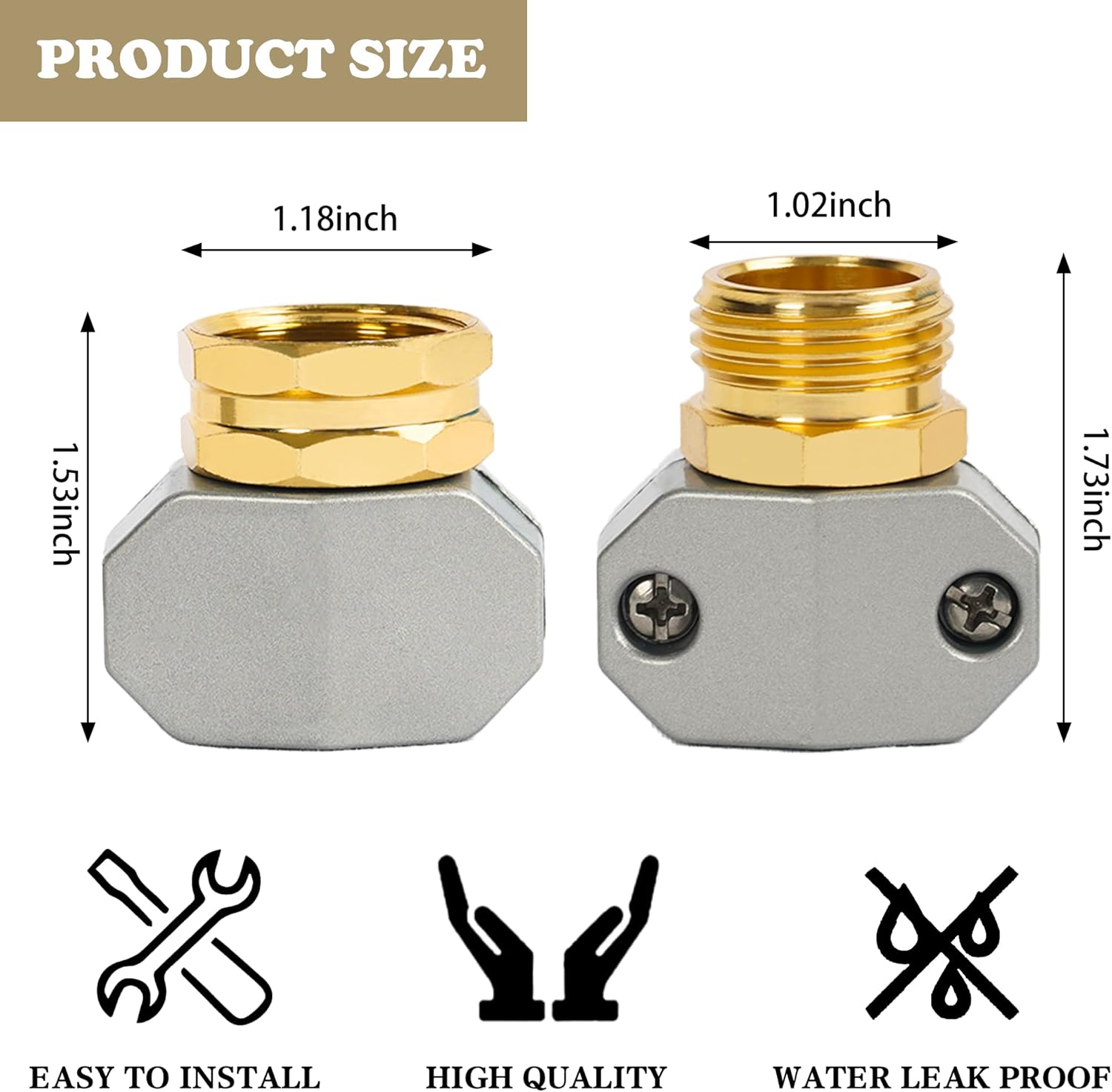 Garden Hose Repair Kit + 2 Inch Jet Sweeper Brass Nozzle — image 4