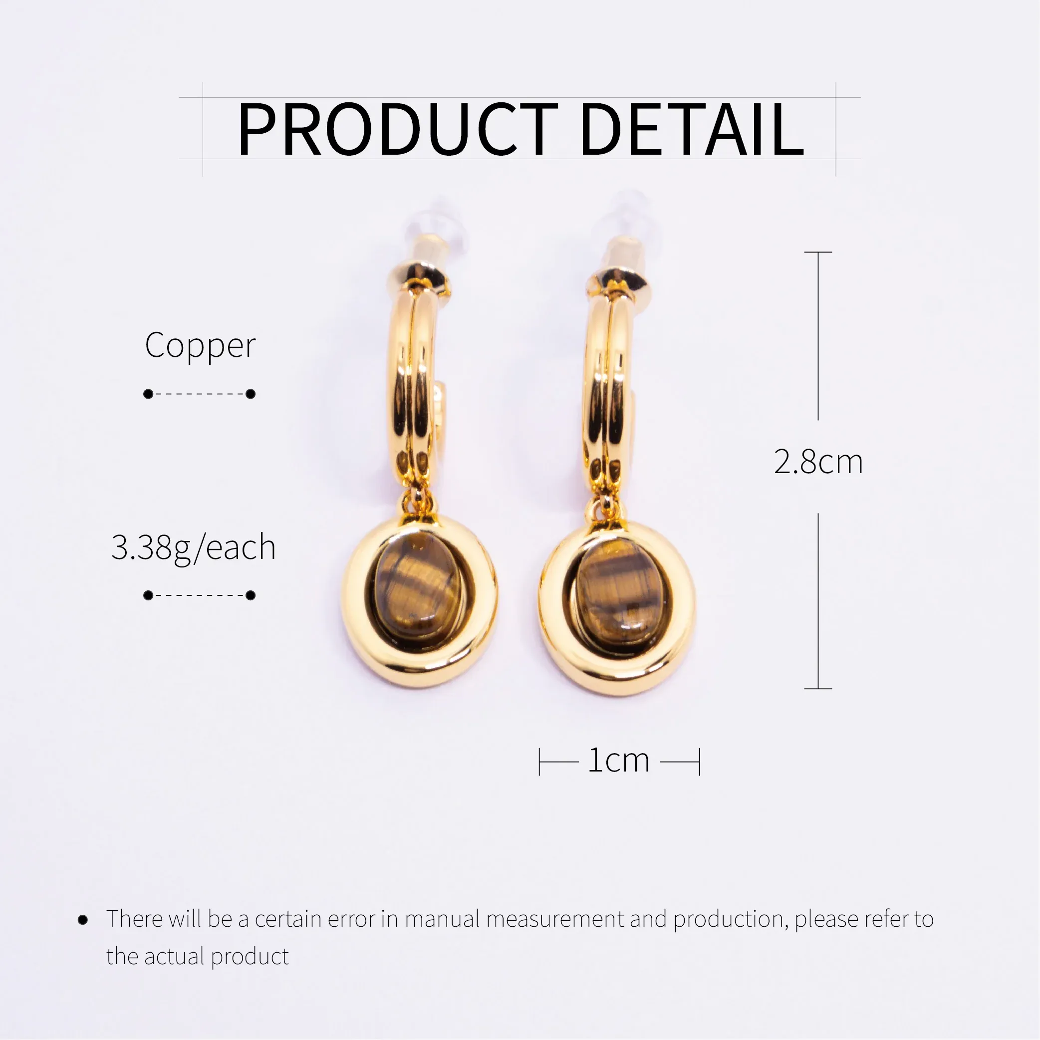 Simple Fashion Brown Necklace and Vintage Earrings for Women Elegant Jewelry - Earrings — image 5
