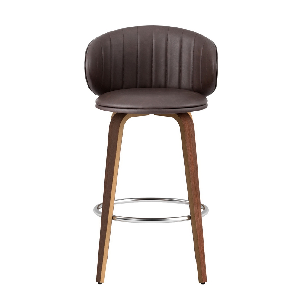 4x Artiss Bar Stools Dining Chairs Contoured Leather Wood Stool โ image 3