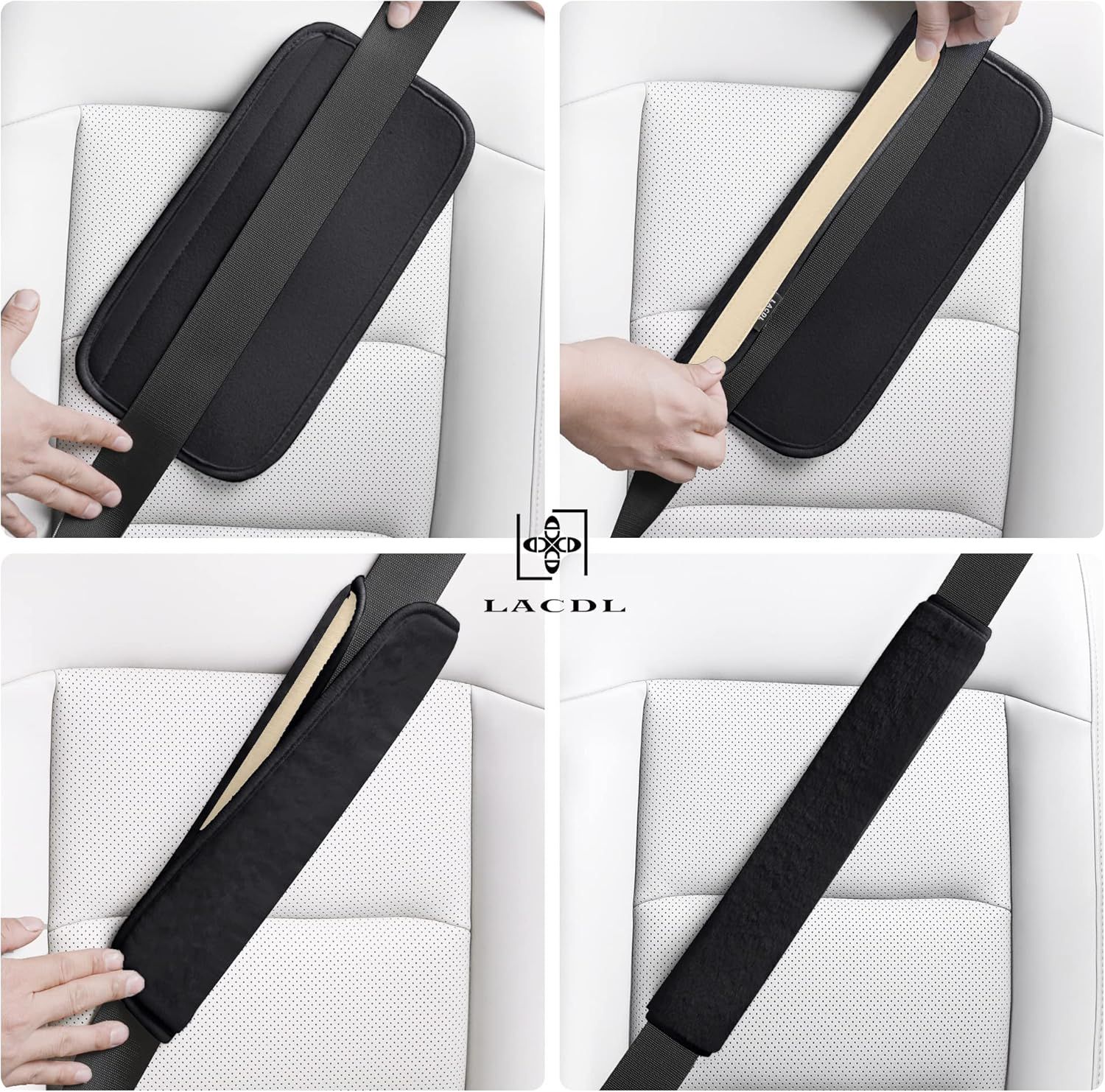 Extra Long Plush Seatbelt Shoulder Pad, Super Soft Furry Thick Car Seat Belt Strap Cushion, Universal Auto Interior Accessory, 1 Pack Black, Fixed Length 50cm — image 5