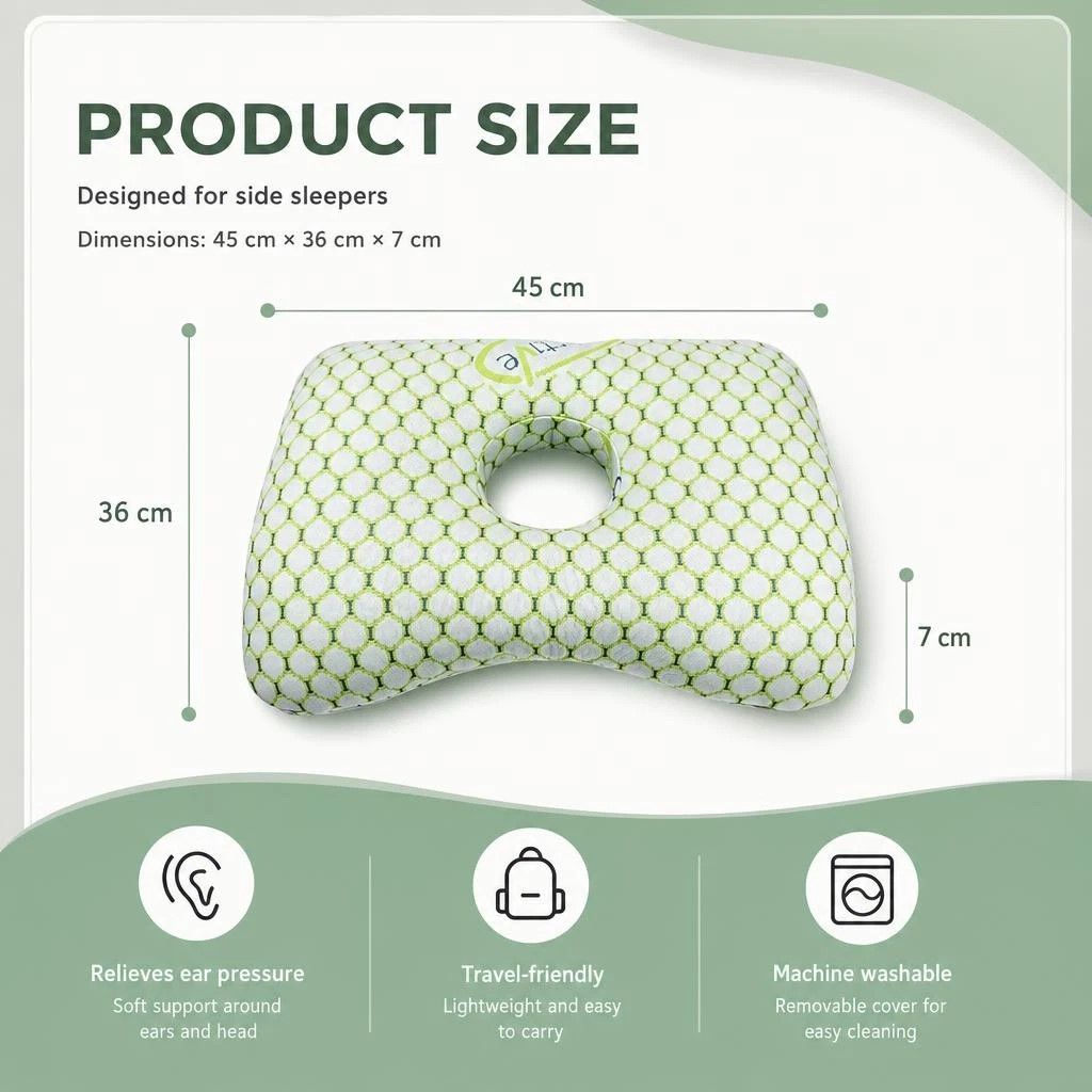 Removable Inner Core Ear Protection Pillow 39x28x6, Pink, Hygienic Reusable Sleep Pad — image 4