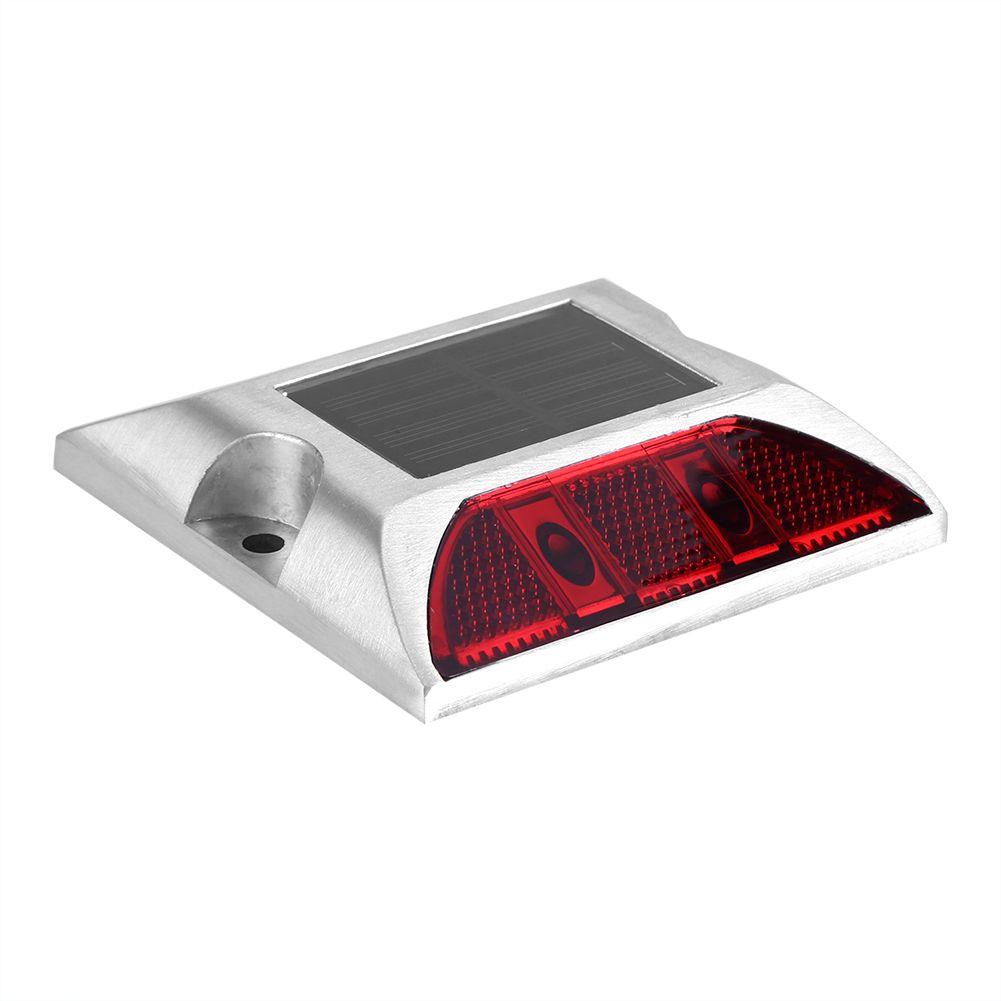 Aluminum Alloy Solar Power Waterproof 4 LED Lamp Outdoor Road Driveway Pathway Light Red — image 3