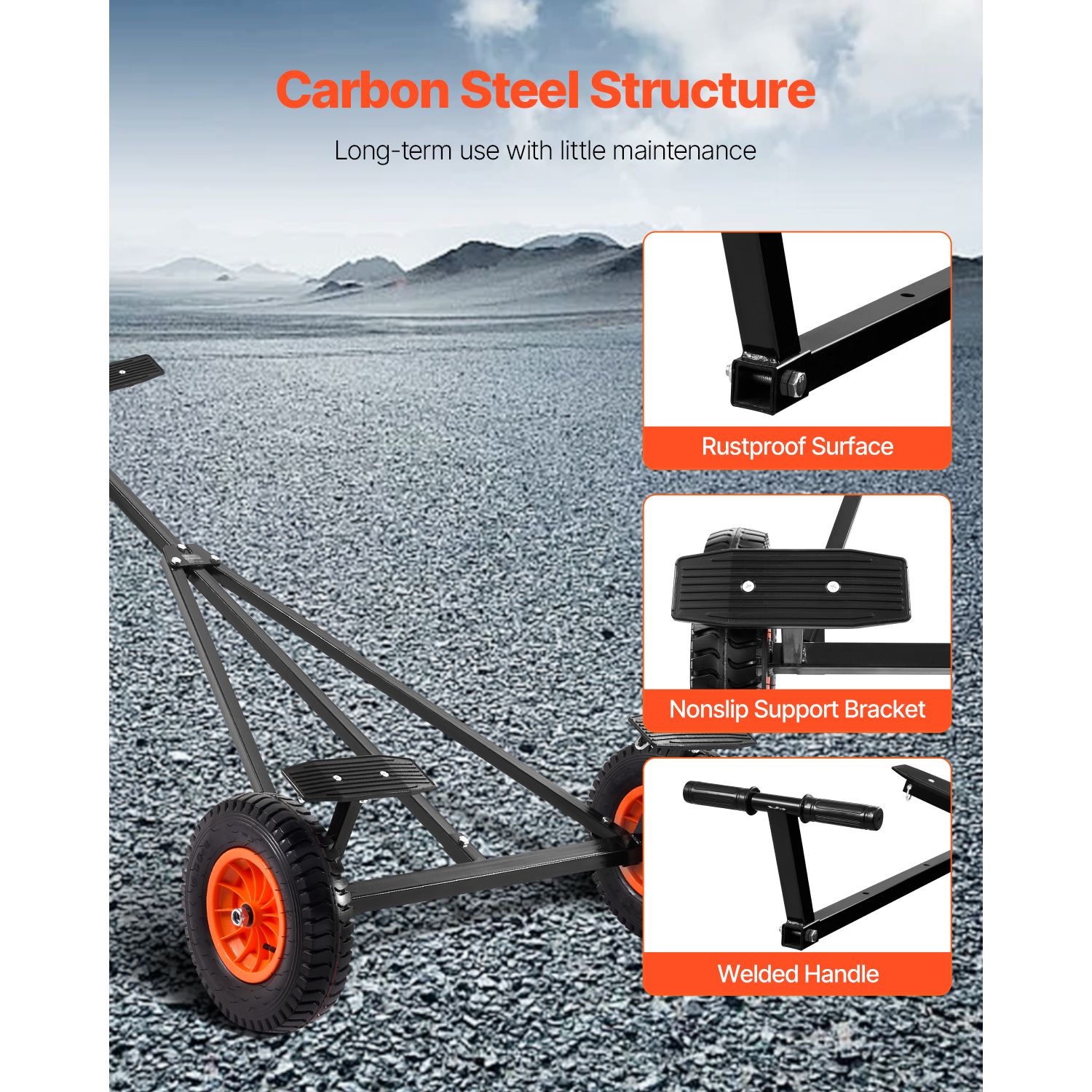 420lbs Boat Trailer Dolly Mover Adjustable Length with 15.7 in Pneumatic Tires — image 5