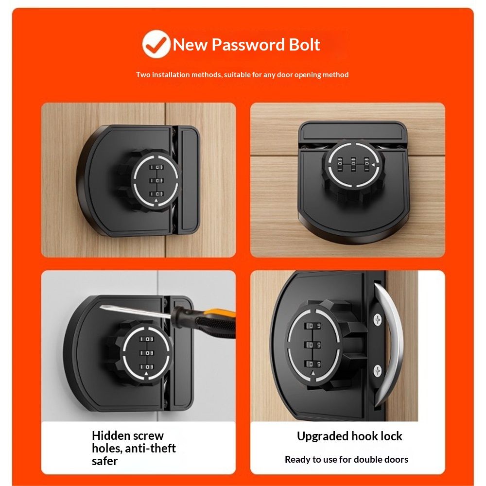 Keyless Combination Cabinet Lock, Anti-Pry 3-Digit Security for Swinging/Sliding Door, Drawer, Cupboard, Locker, Closet, Child Safety, Easy Installation — image 4