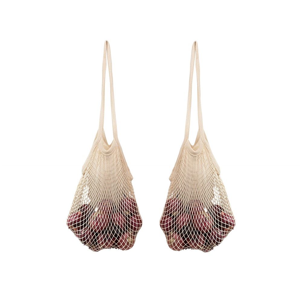 3 pack Cotton Mesh Onion Storage Bags - Cotton, Reusable, and Washable Mesh Bags for Storing Potatoes, Onions, Garlic, and Other Root Vegetables - Foldable