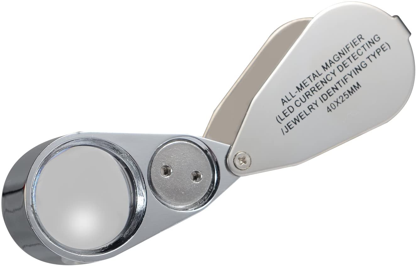 Jewelers Loupe 40X Magnification Metal Foldable Loupe with LED & UV Light — image 2