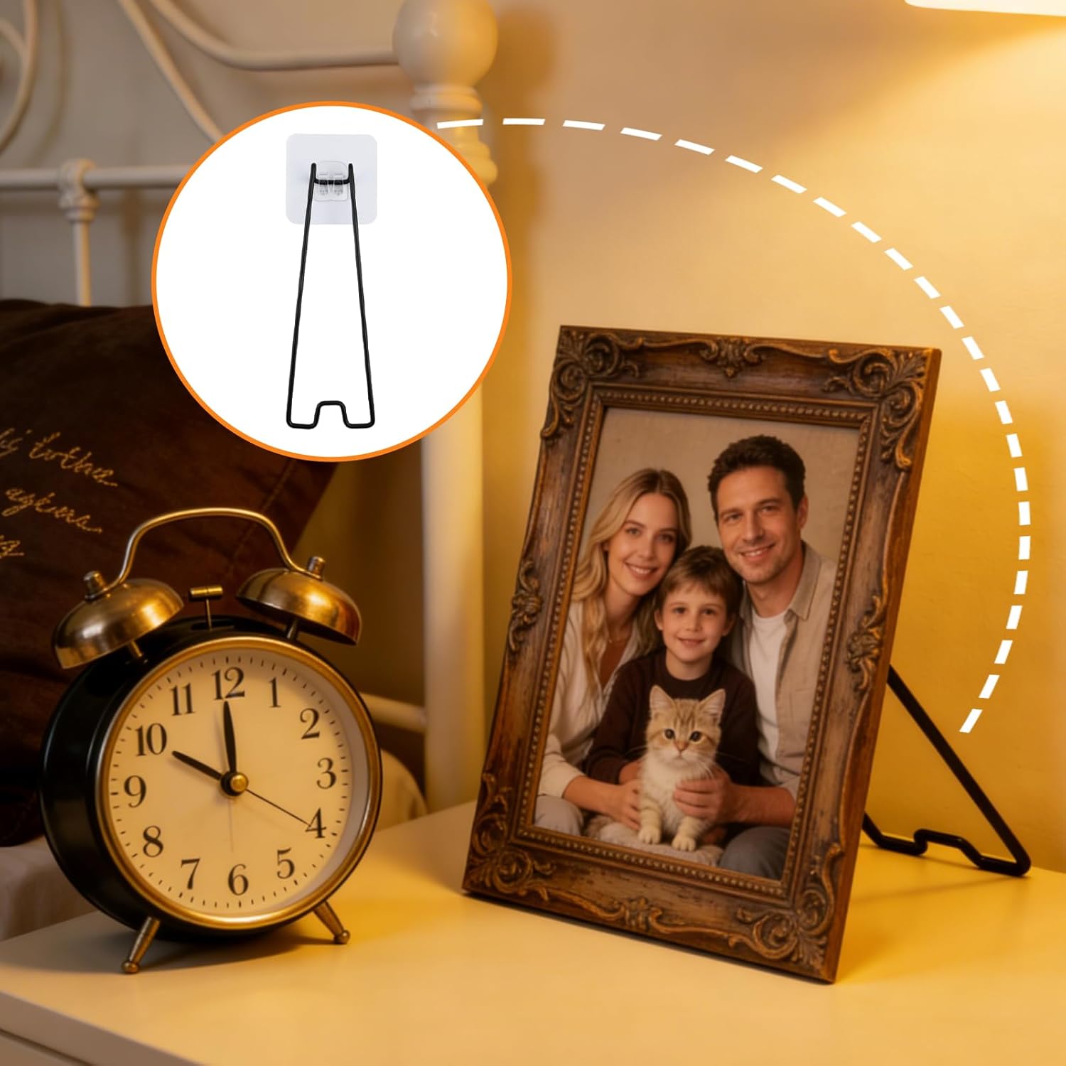 4Pcs Picture Frame Stand - Black Metal Table top easel -Heavy Duty Picture Holder Stand with Self-Adhesive for 5.9 to 10.2 inch Picture Frame Easel 5.12“ x — image 3