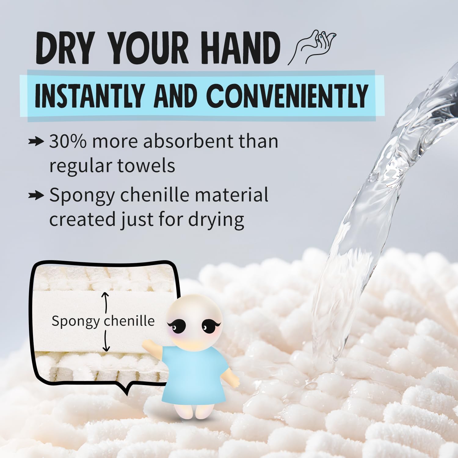 Fuzzy Ball Hand Towels (Set of 2) - Dry Your Hands conveniently with This Creative Hand Towel Hedgehog Decorative Towels for Bathroom (Pack of 2, Mint) โ image 4