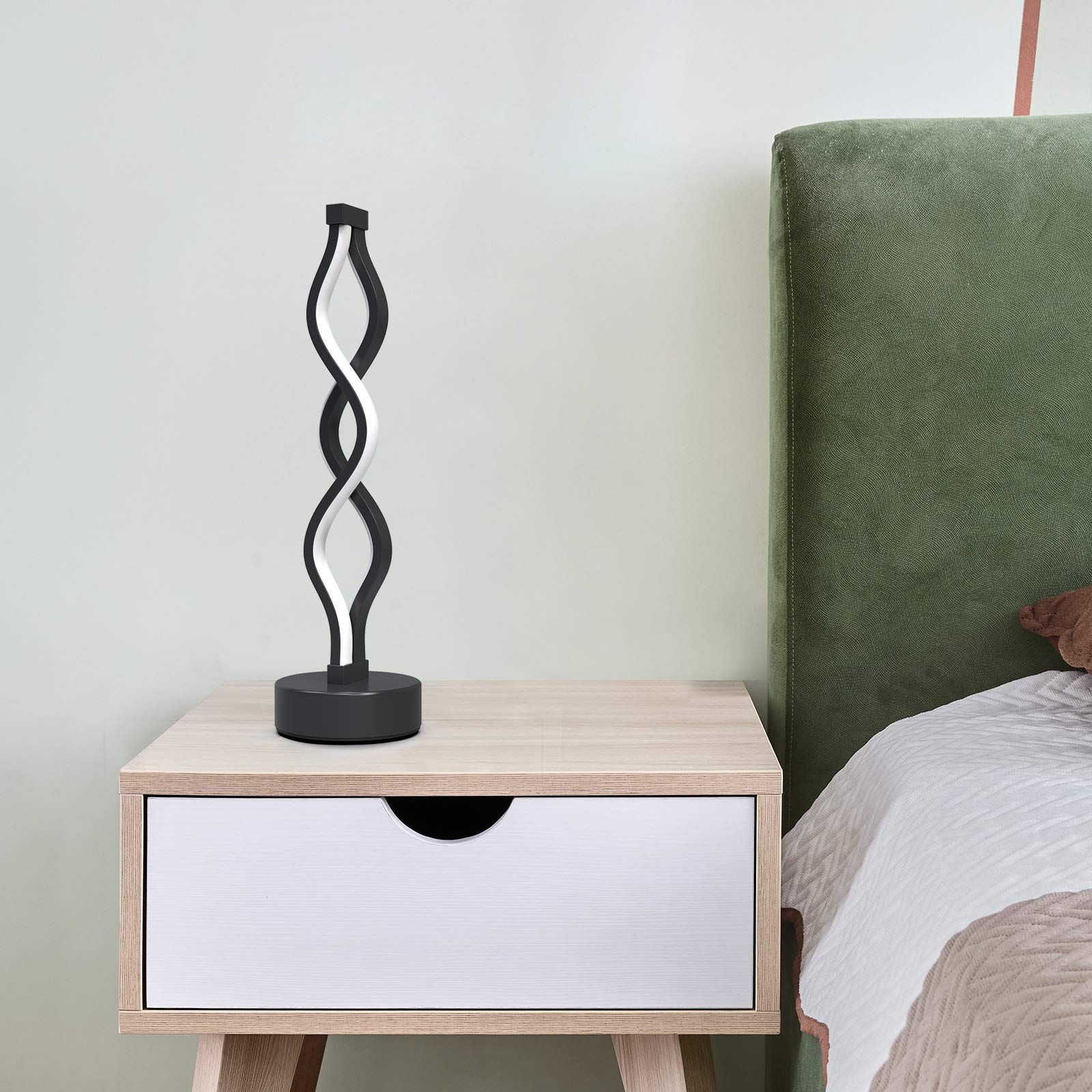 Twisted Spiral LED Table Lamp – Modern Touch-Control Desk Light for Bedroom, Living Room & Café Decor (Black) — image 5