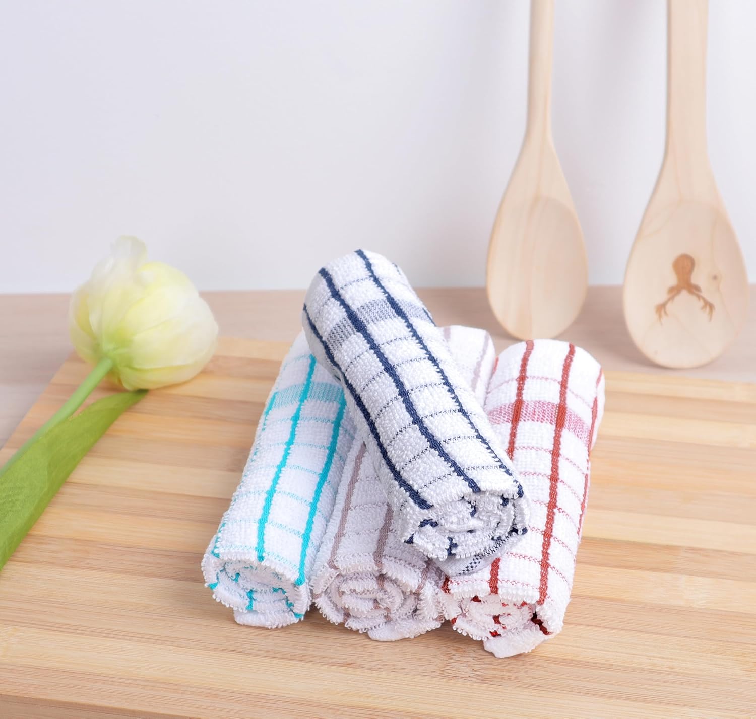 AMOUR INFINI Kitchen Dish Cloths Set of 8 - Ultra Soft, Highly Absorbent, Quick-Drying Terry Cotton Dishcloths 12"x12" Inch Wash & Cleaning Cloths for Kitchen โ image 2