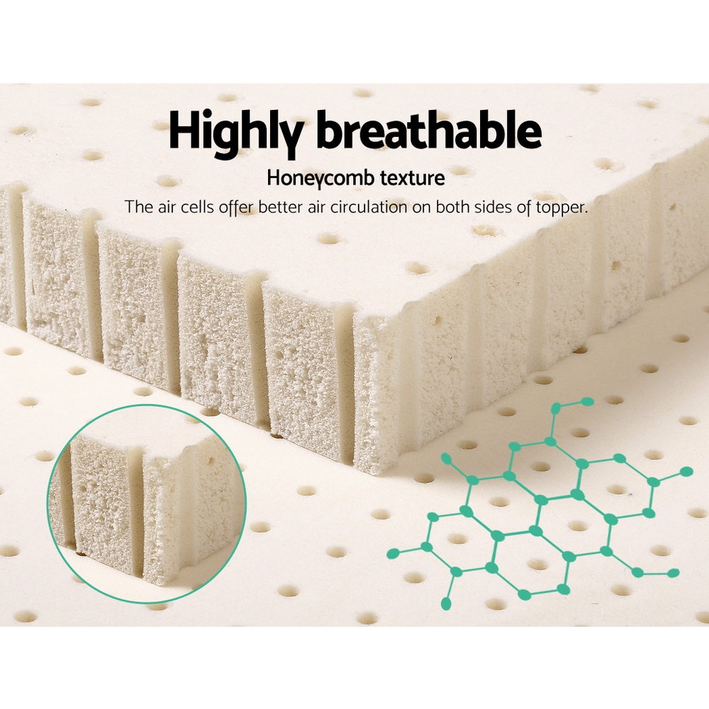 Giselle Bedding Latex Mattress Topper, 5cm Thick Cooling Bed Pad for Side Sleepers Pain Relief, 7 Zone Foldable Mat with Washable Cover for Guest Room Bedroom โ image 4