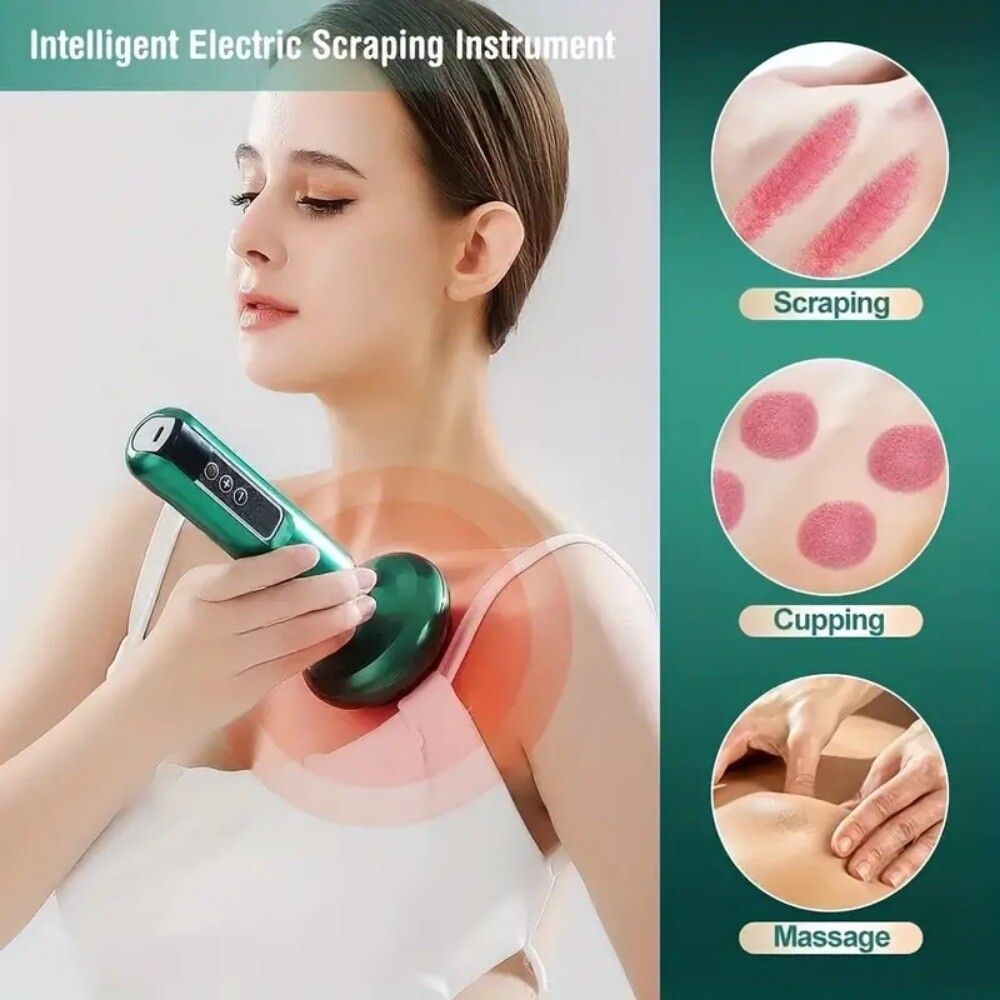 12 Levels Electric Cupping Massager Vacuum Suction GuaSha Anti Cellulite Beauty GREEN — image 2