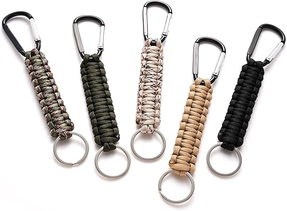 5 Pack Karabiner Keychains with Woven Lanyard Musket Hook for Outdoor Camping Hiking Backpacks — image 3