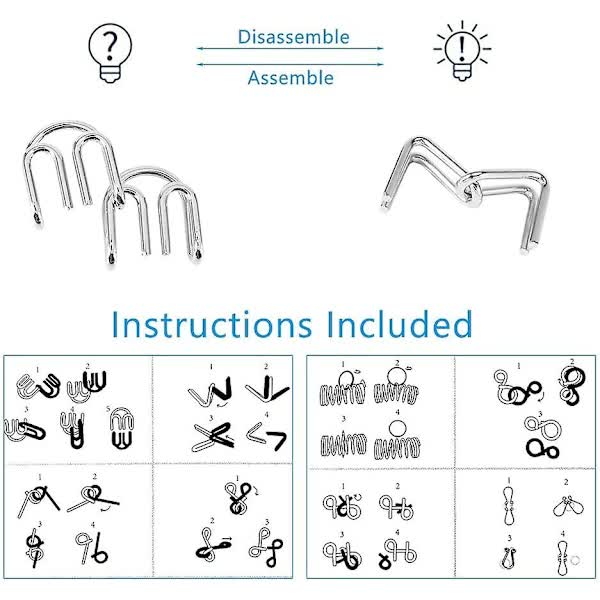 8pcs Metal Brain Teaser Puzzle Rings IQ Training Game for Kids and Adults Board Games — image 4