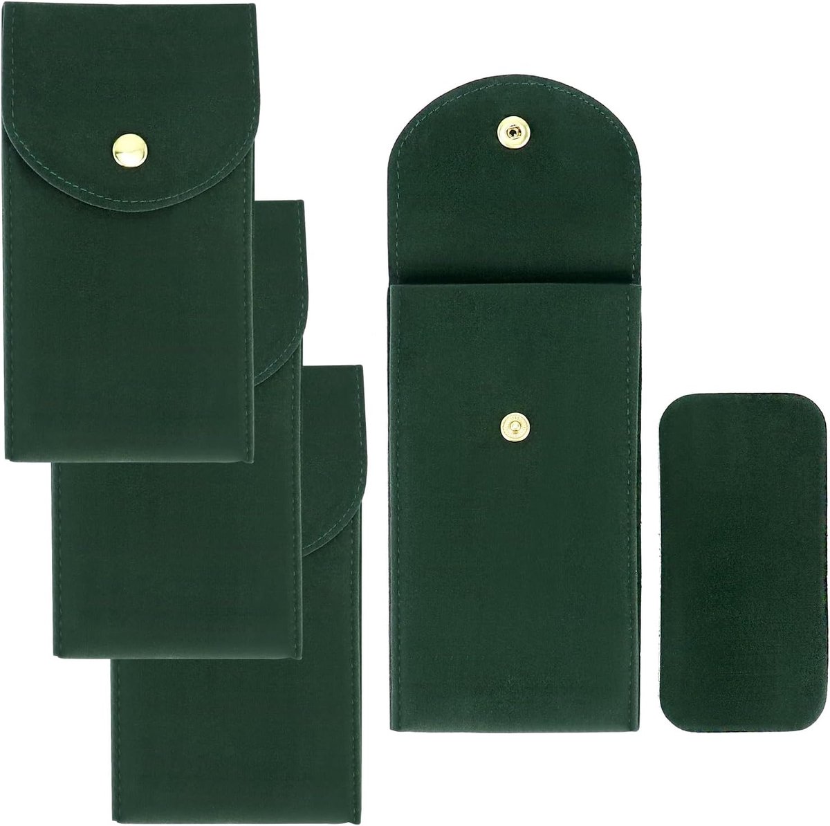 Watch Storage Bags - 4 pcs - Watch Travel Bag - Thickened Double-Sided Fleece Watch Envelope - Jewelry Pouch with Snap Closure - Storage Bag - Watch Pouch with