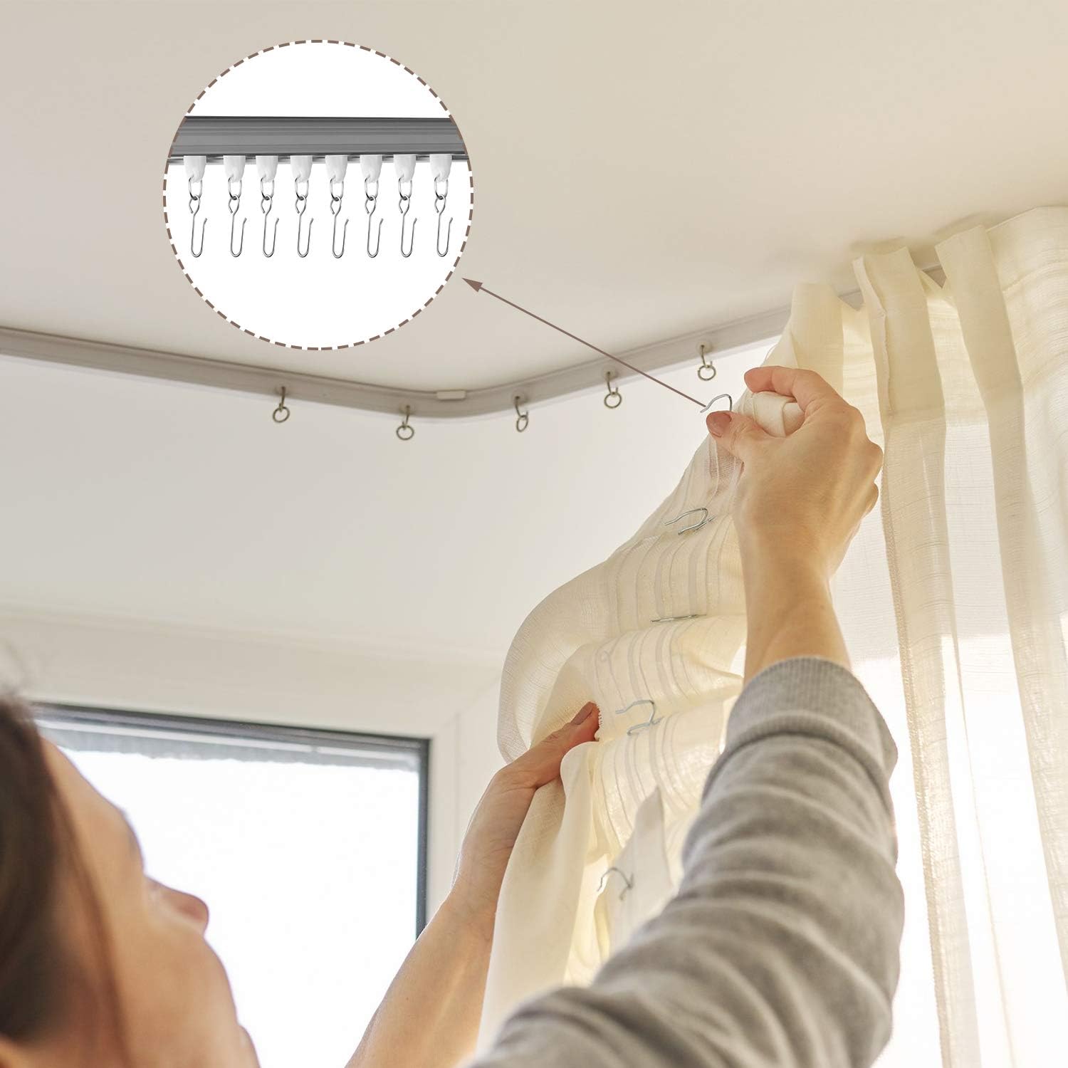 60 Pcs Metal Curtain Track Hooks S Shaped Small Curtain Metal Drape Wire Hooks for Ceiling Drape Track (Silver) โ image 4