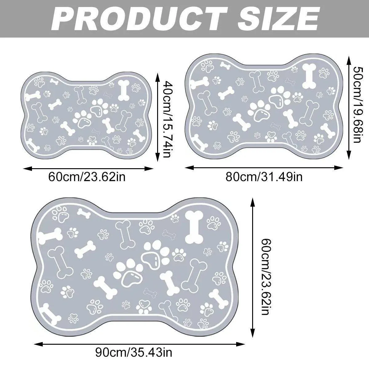 Pet Feeding Mat Non-slip Diatom Mud Absorbent Dirt-resistant Waterproof Placemat - Grey-60x90cm — image 4