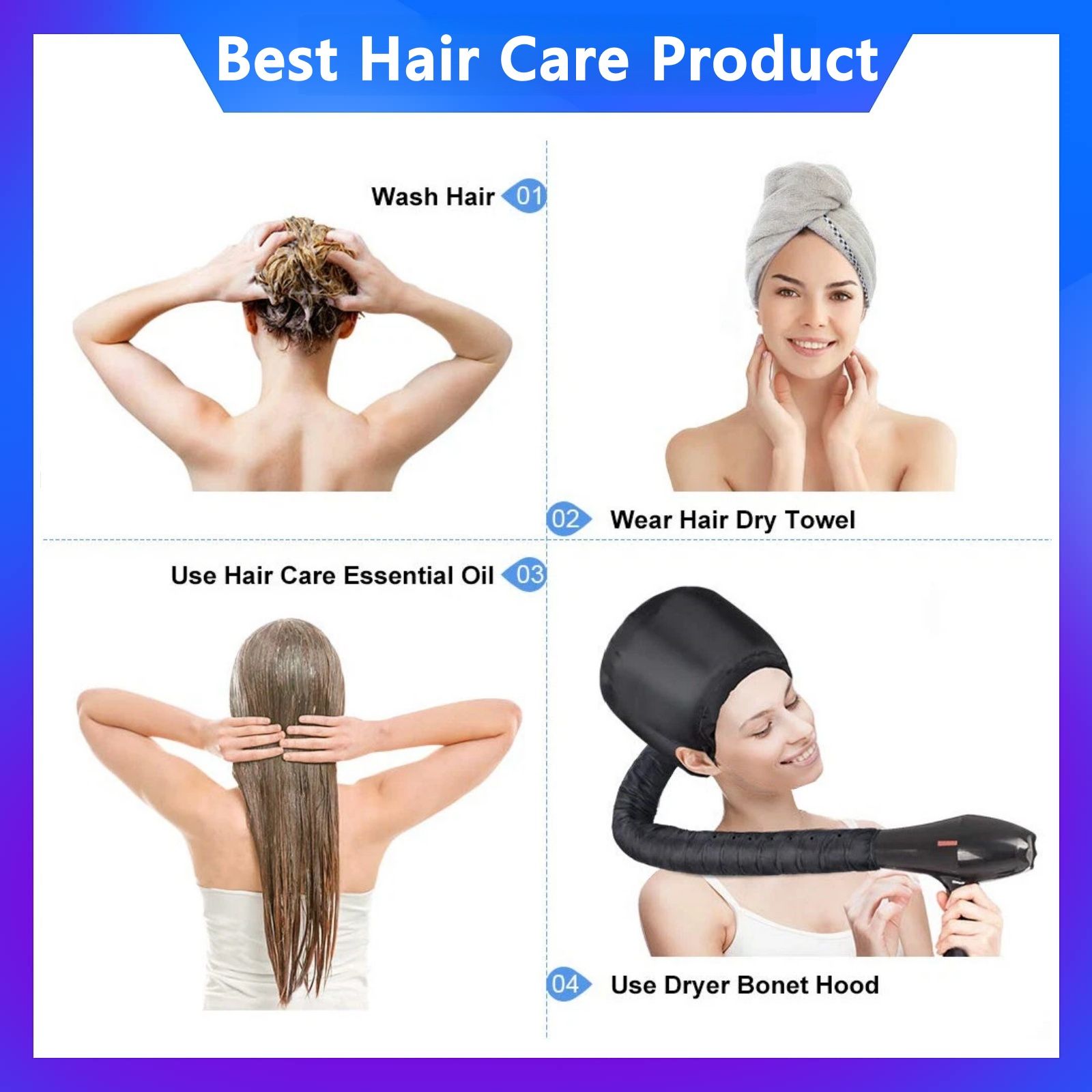 Silk Bonnet for Sleeping and Hooded Hair Dryer Attachment Set, Elastic Tie Band Sleep Bonnet for Women Curly Hair, Fast Drying Hair Dryer Diffuser Cap for Hair — image 6