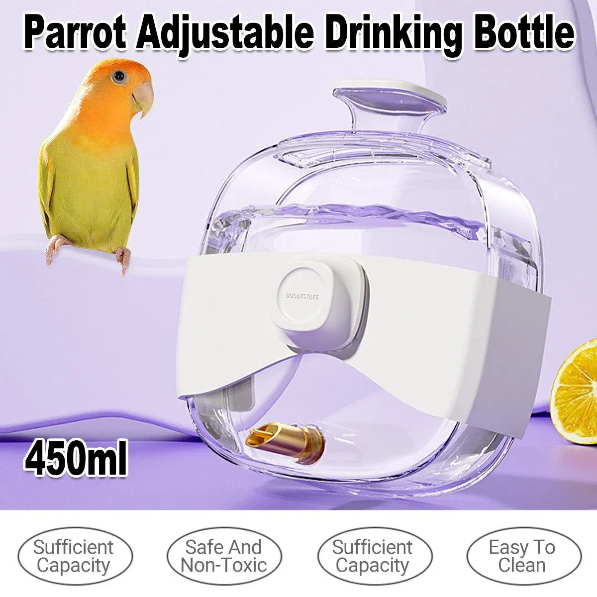 450ml Parrot Water Bottle Bird Drinker Feeder Large Capacity for Birds and Pet