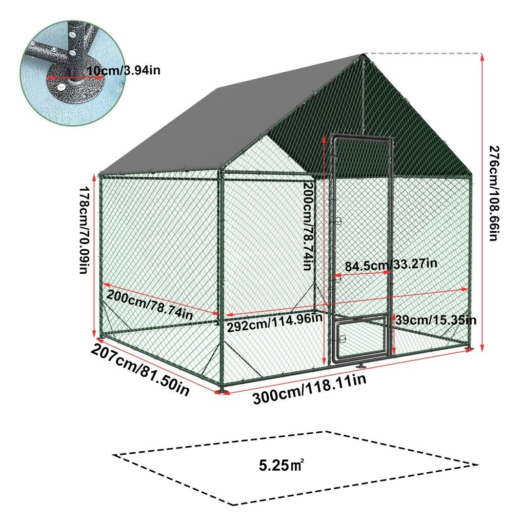 Large Chicken Coop Hen House 276x207x300cm Cage Enclosure โ image 2
