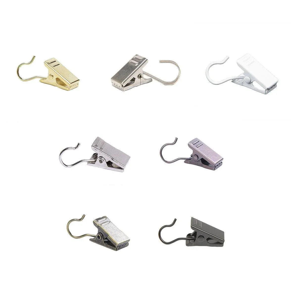 50PCS Stainless Steel Curtain Clip Hooks Strong Load-bearing Shower Accessories - Silver White — image 3