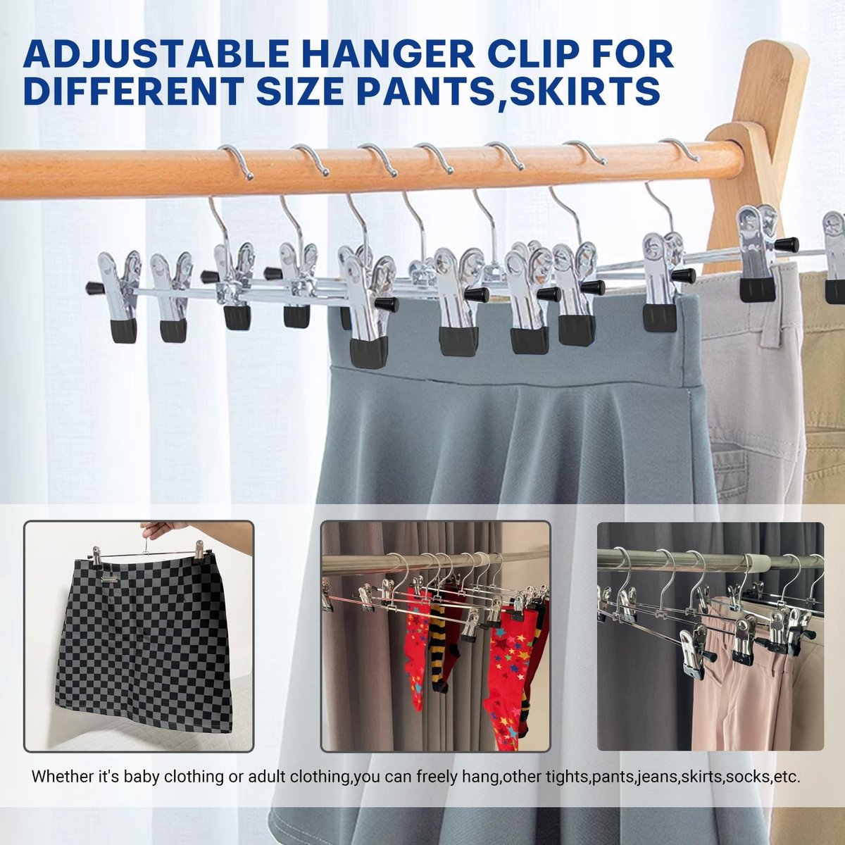 Set of 12 Clothes Hangers - Trouser Hangers - Chrome Iron Metal Hangers - Trouser Hanger - Clothes Hanger - 30cm - Skirt Hangers - Non-Slip Hanger — image 4