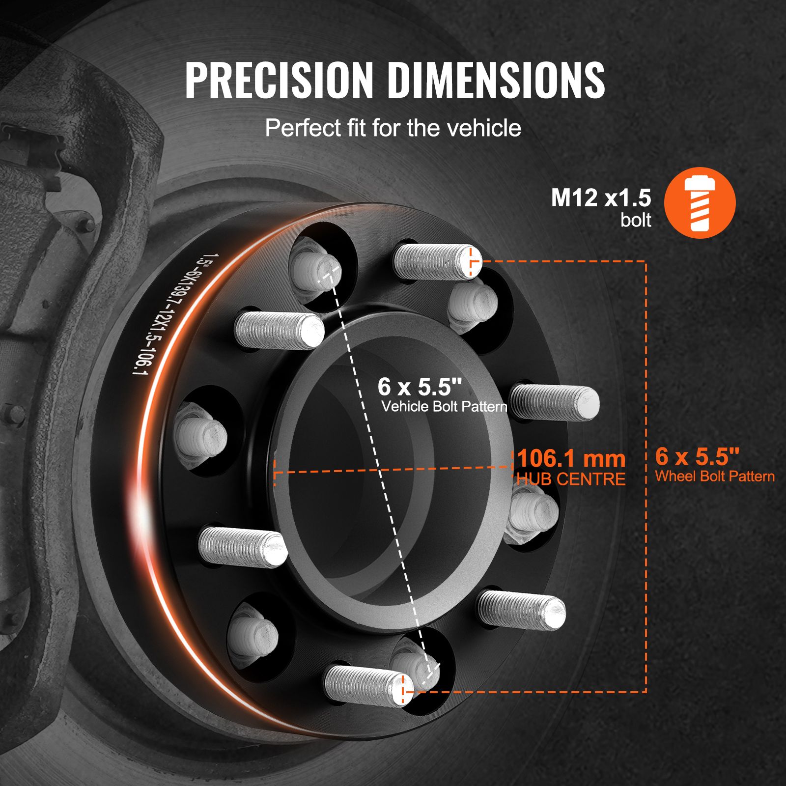 1.5" 6"x5.5" Wheel Spacers Wheel Adapters 6 Lug Forged Spacer 4 PCS Black — image 3