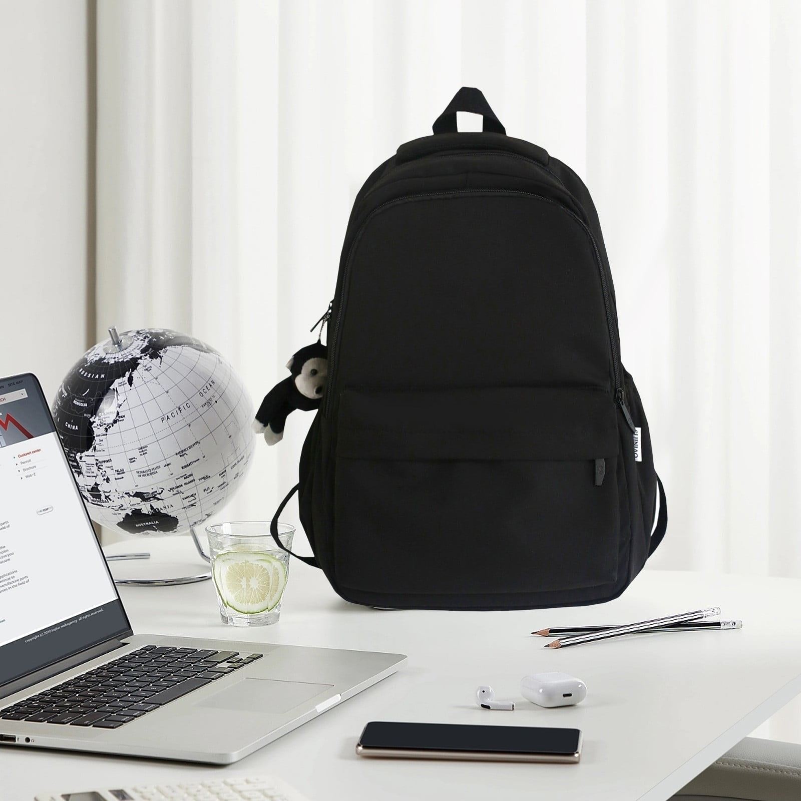 1 Piece Travel Backpack with Detachable Bear Charm, Laptop Book Bag for School, Work and Daily Travel, Black 3, 21.8 × 27.9 cm — image 2