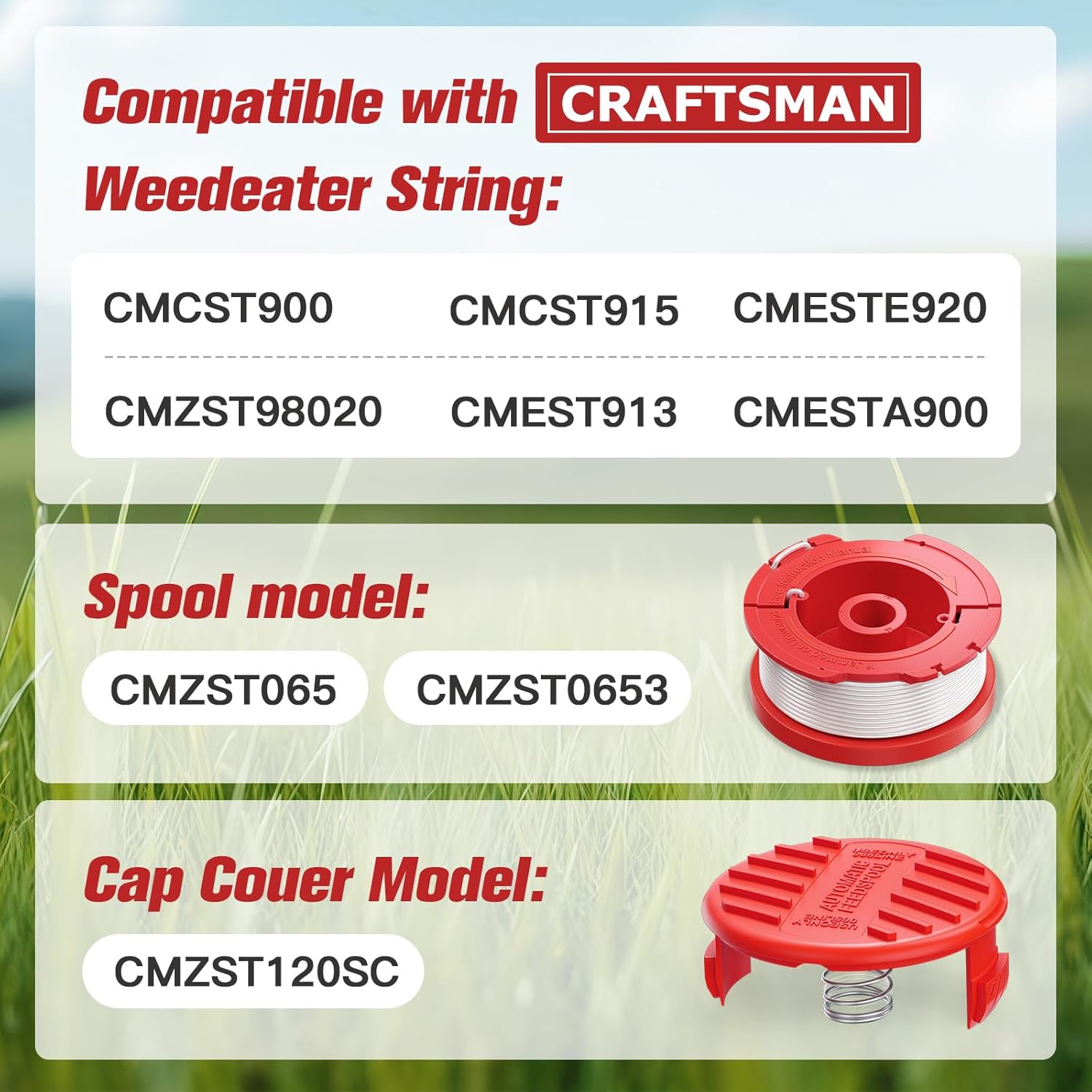 3 Pack CMZST0653 Weed Eater String and 4 Pack CMZST120SC String Trimmer Spool Compatible with Craftsman Weed Wacker — image 5