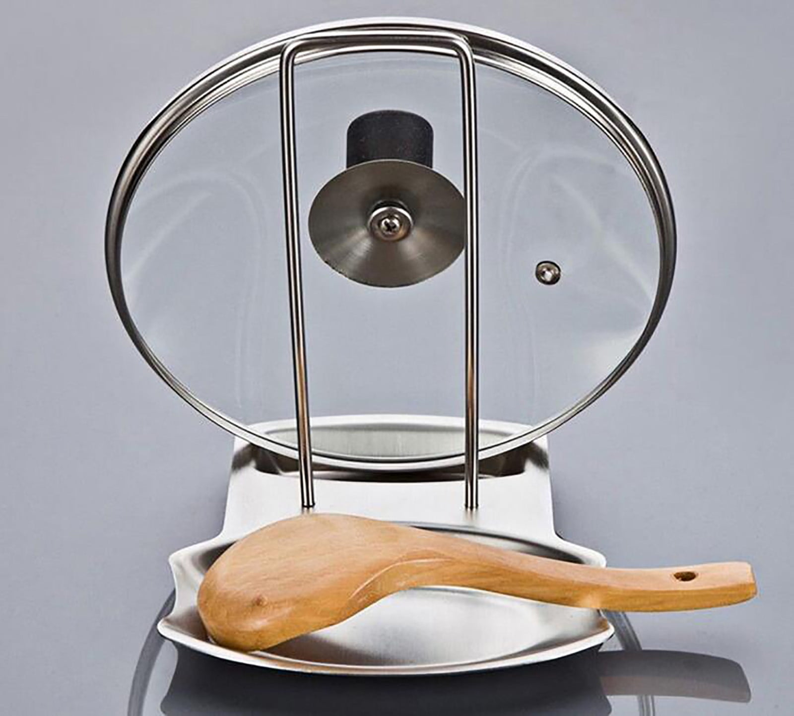 Lid and Spoon Rest Shelf, Pot Lid Organizer, 304 Stainless Steel Pan Pot Cover Lid Rack Stand Organizer, Pan Lid Organizer Storage Soup Spoon Rests Utensils โ image 4