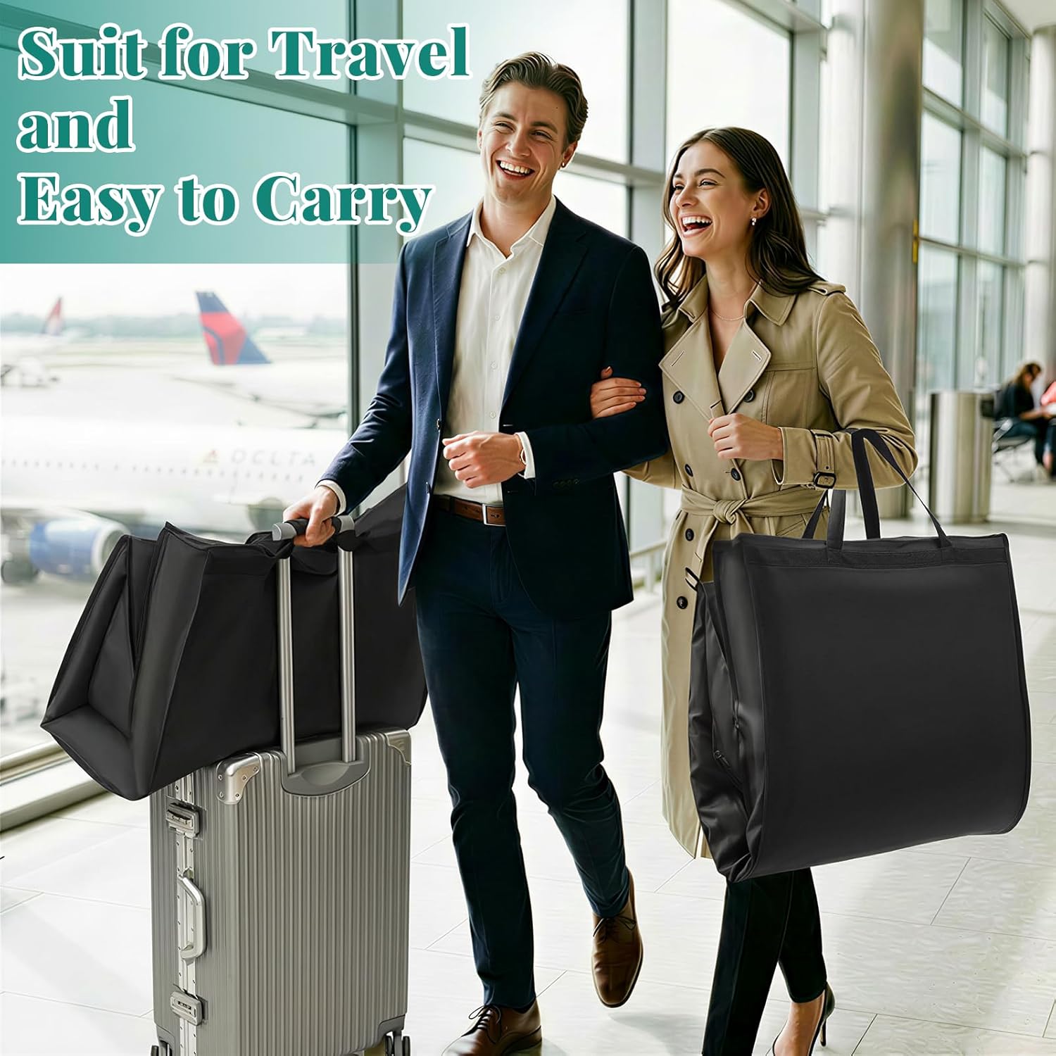 65" Long Garment Bags for Travel, Dress Hanging Clothes, Wedding Cover Women, Closet Storage Gowns, Coats, Black, 4 Pack — image 2